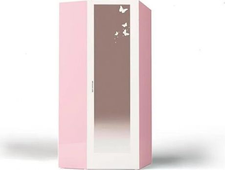 Шкаф угловой «Фея Р» правый с зеркалом Розовый