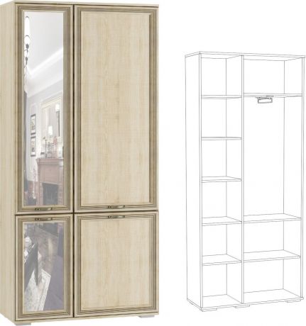 Шкаф комбинированный с зеркалом «Ливорно» Дуб сонома