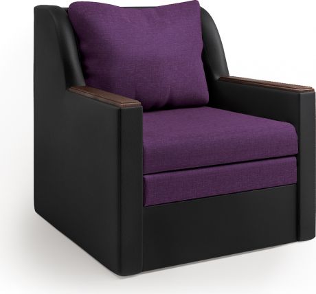 Кресло-кровать «Соло» Фиолетовый, черный, рогожка, экокожа