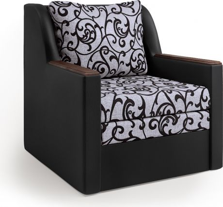 Кресло-кровать «Соло» Узоры, черный, шенилл, экокожа