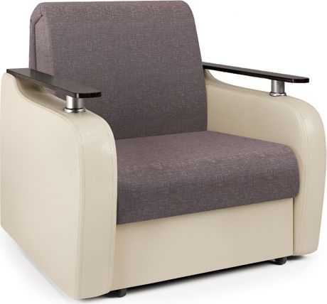 Кресло-кровать «Гранд Д» Латте, бежевый, рогожка, экокожа