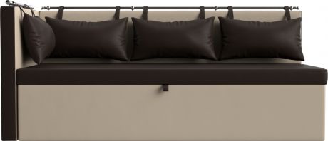 Кухонный угловой диван «Метро» КоричневыйБежевый, Экокожа, левый