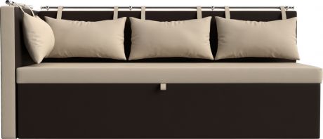 Кухонный угловой диван «Метро» бежевыйкоричневый, Экокожа, левый