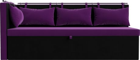 Кухонный угловой диван «Метро» Фиолетовый\Черный, Микровельвет, левый