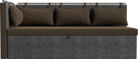 Кухонный угловой диван «Метро» коричневый\Серый, Рогожка, левый