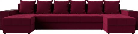 Угловой П-образный диван «Дубай» Бордовый, Микровельвет