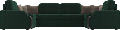 Угловой П-образный диван «Николь» Зеленый, Велюр