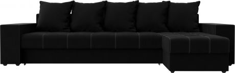 Угловой диван-кровать «Дубай» Черный, Микровельвет, правый