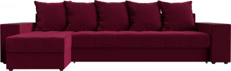 Угловой диван-кровать «Дубай» Бордовый, Микровельвет, левый