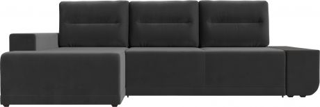 Угловой диван-кровать «Чикаго» Серый, Велюр, левый