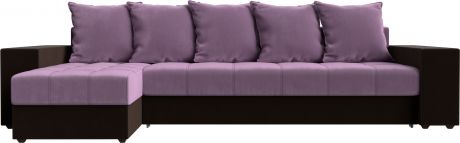 Угловой диван-кровать «Дубай» СиреневыйКоричневый, Микровельвет, левый