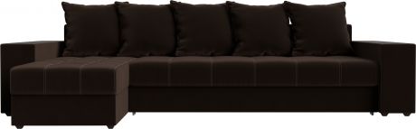 Угловой диван-кровать «Дубай» Коричневый, Микровельвет, левый