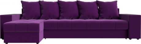 Угловой диван-кровать «Дубай» Фиолетовый, Микровельвет, левый