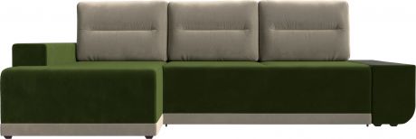Угловой диван-кровать «Чикаго» ЗеленыйБежевый, Микровельвет, левый