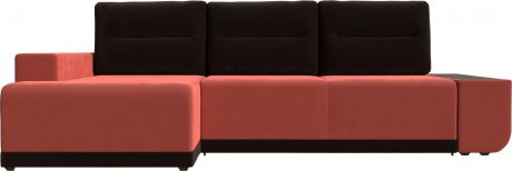 Угловой диван-кровать «Чикаго» КоралловыйКоричневый, Микровельвет, левый