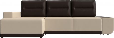 Угловой диван-кровать «Чикаго» бежевыйкоричневый, Экокожа, левый