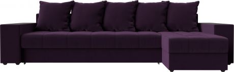 Угловой диван-кровать «Дубай» Фиолетовый, Велюр, левый