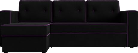 Угловой диван-кровать «Принстон» Черный, Микровельвет, левый