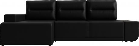 Угловой диван-кровать «Чикаго» Черный, Экокожа, левый