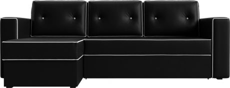 Угловой диван-кровать «Принстон» Черный, Экокожа, левый