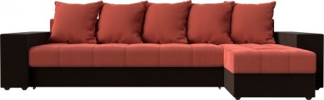 Угловой диван-кровать «Дубай» КоралловыйКоричневый, Микровельвет, левый