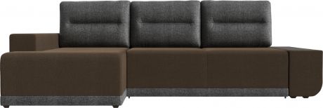 Угловой диван-кровать «Чикаго» коричневыйСерый, Рогожка, левый