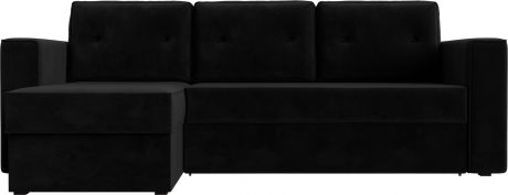 Угловой диван-кровать «Принстон» Черный, Велюр, левый