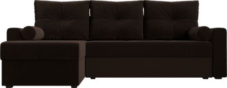 Угловой диван-кровать «Верона лайт» Коричневый, Микровельвет, левый