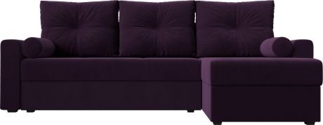 Угловой диван «Верона лайт» Фиолетовый, Велюр, правый