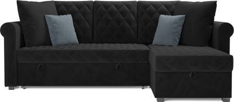 Угловой диван «Берлин» Велюр чёрный НВ-178 17