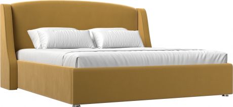 Кровать «Лотос 160» Желтый, Микровельвет