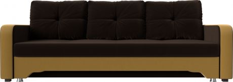 диван-кровать «Ник-3» КоричневыйЖелтый, Микровельвет