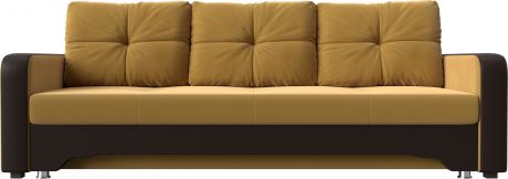 Диван-кровать «Ник-3» Желтыйкоричневый, МикровельветЭкокожа