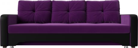 Диван-кровать «Ник-3» ФиолетовыйЧерный, МикровельветЭкокожа