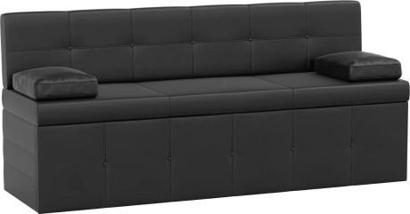 Кухонный прямой диван «Лео» Черный, Экокожа