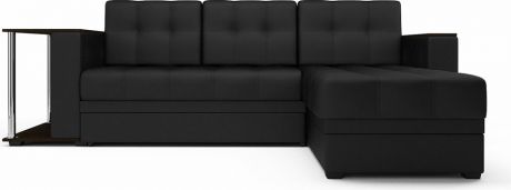 Угловой диван «Атланта» Экокожа черная без полосы