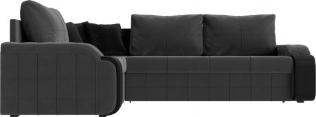 Угловой диван-кровать «Николь» Серый, Велюр, левый