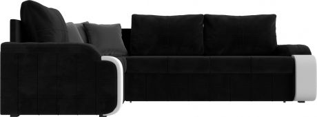 Угловой диван-кровать «Николь» Черный, Велюр, левый
