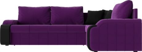Угловой диван-кровать «Николь» Фиолетовый, Микровельвет, правый