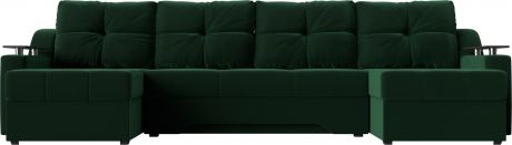 Угловой П-образный диван «Сенатор» Зеленый, Велюр