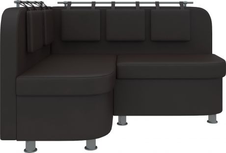 Кухонный угловой диван «Уют-2» Коричневый, Экокожа, левый