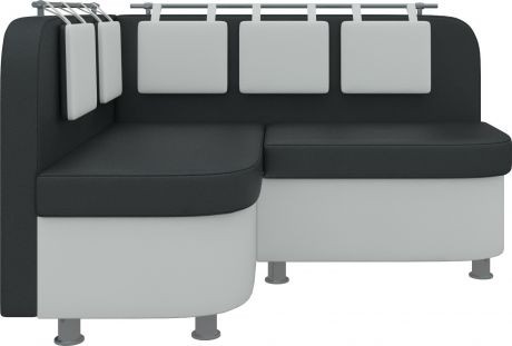 Кухонный угловой диван «Уют-2» ЧерныйБелый, Экокожа, левый