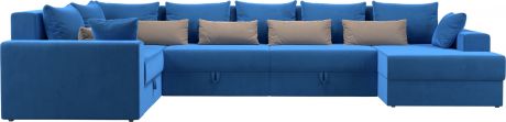 Угловой П-образный диван «Майами» ГолубойГолубойБежевый, Велюр
