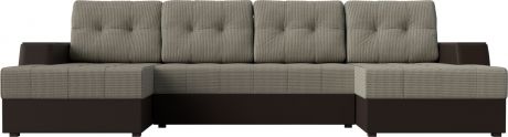 Угловой П-образный диван «Эмир» Корфу 02коричневый, Корфуэкокожа