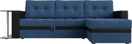 Угловой диван-кровать «Атланта М» Berat СинийЧерный, РогожкаЭкокожа