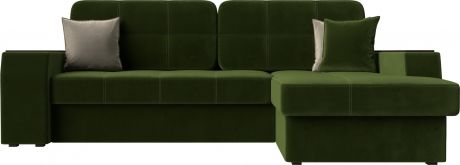 Угловой диван-кровать «Брюссель» Зеленый, Микровельвет, правый