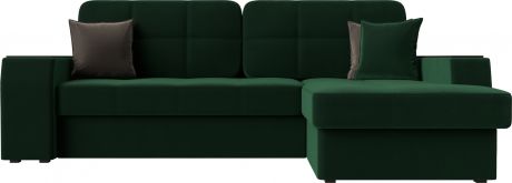 Угловой диван-кровать «Брюссель» Зеленый, Велюр, правый