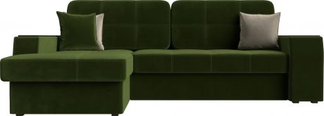 Угловой диван-кровать «Брюссель» Зеленый, Микровельвет, левый