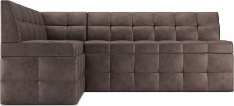 Кухонный угловой диван «Атлас» Бархат серо-шоколадный Star velvet 60 coffee, левый, 192 х 115 см