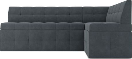 Кухонный угловой диван «Атлас» Велюр серо-синий HB-178 26, правый, 192 х 115 см